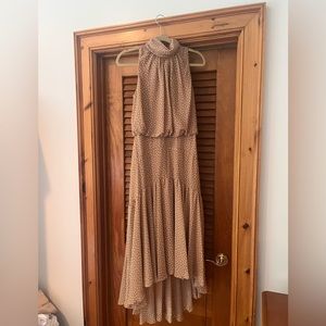 Beautiful high neck sleeveless dress - a great wedding guest dress